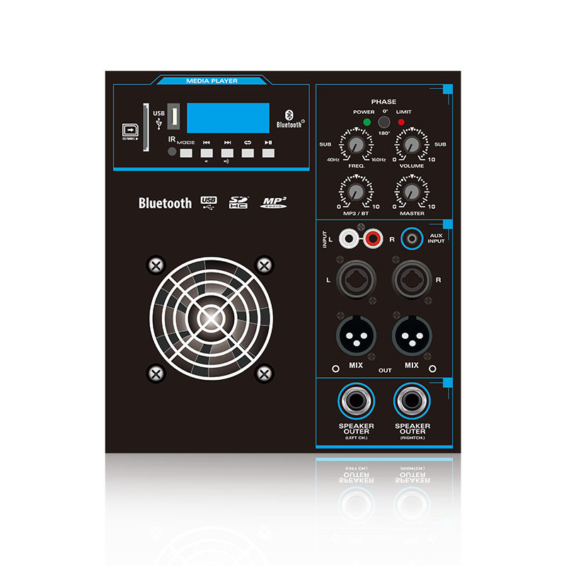 SUB12-2.1: Mix Out and Power Output for Satellite 2.1 or 2.2 Channel Power Out Line Array Speaker Functional Module