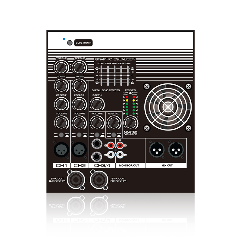 EON206: Multi Channel in With 5-Band Equalizer 2.1 or 2.2 Channel Line Array Speaker Functional Module