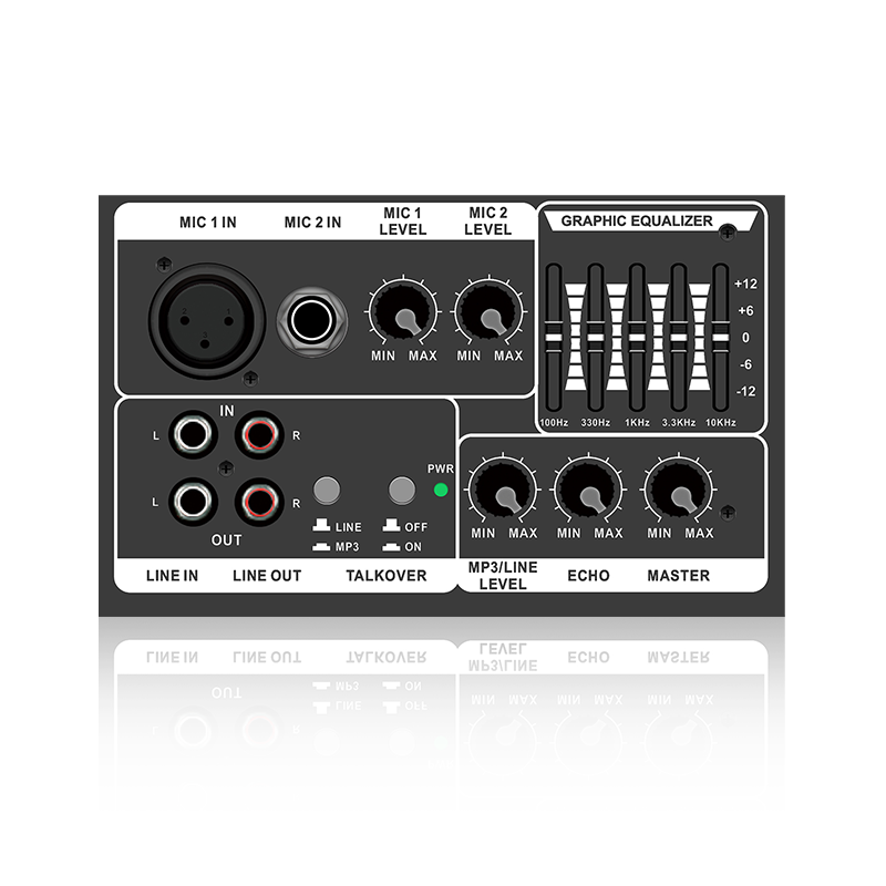 PL13-5EQ+AC: Two Mic Channel and Mic Priority Horizontal Analog Functinal Module for Class AB Amplifier