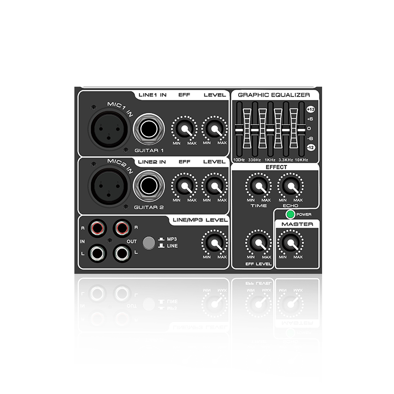 PL3: 5-Band Graphic Equalizer and Mic Effect Horizontal Analog Functinal Module for Class AB Amplifier