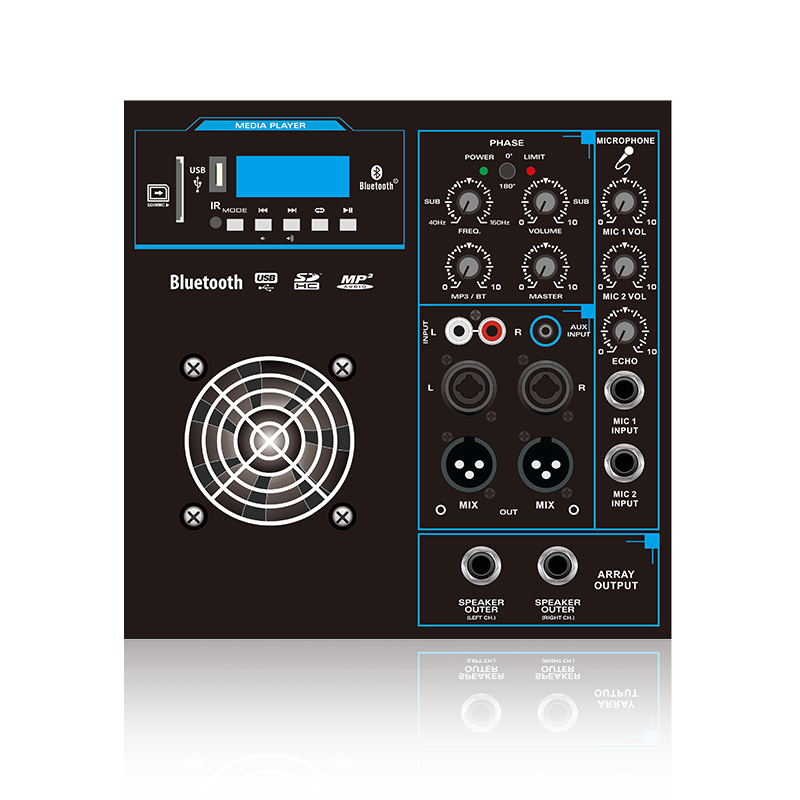 SUB12-2.1+2B: Two Channel Mic in And Mix Out 2.1 or 2.2 Channel Line Array Speaker Functional Module