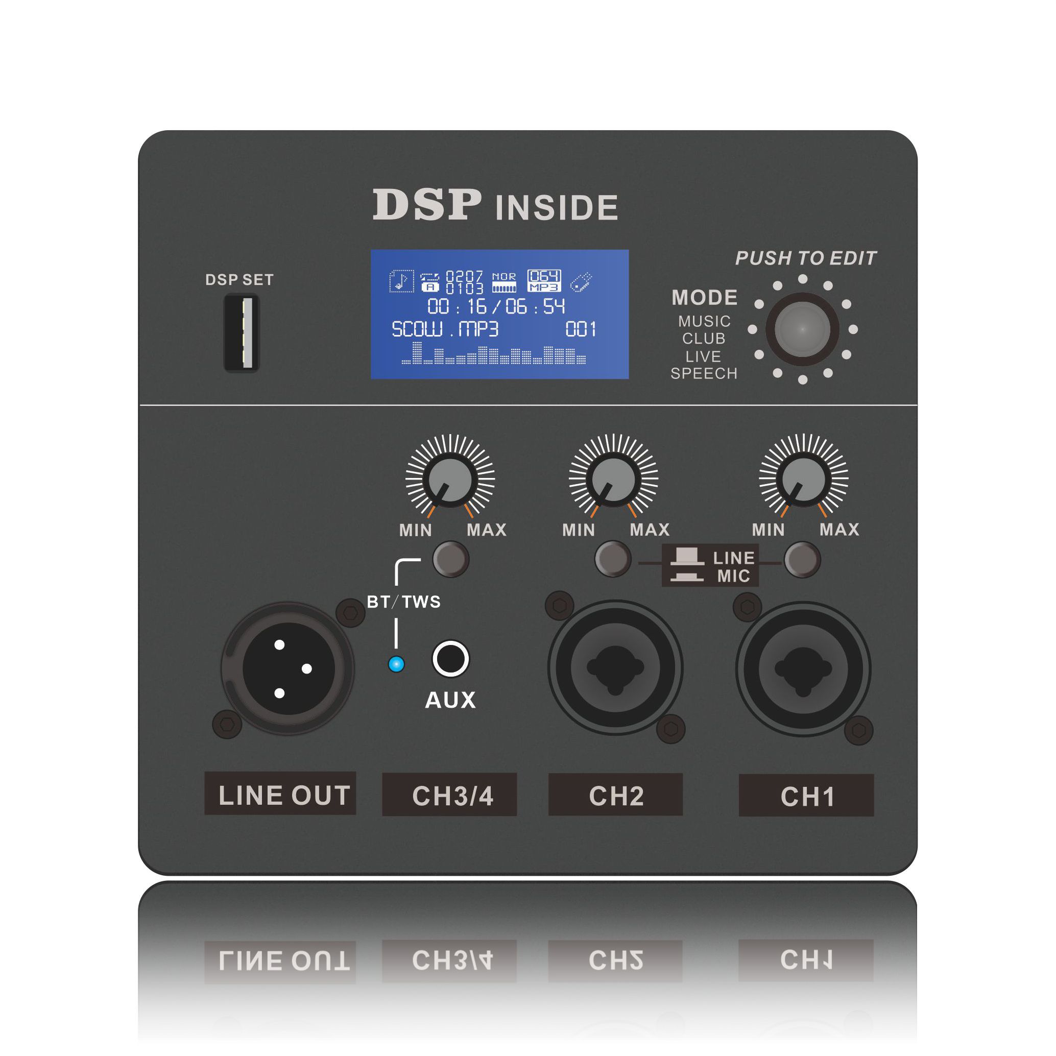 DSP1801: Active Full Frequency Speaker ADAU1701 Based DSP Functional Module