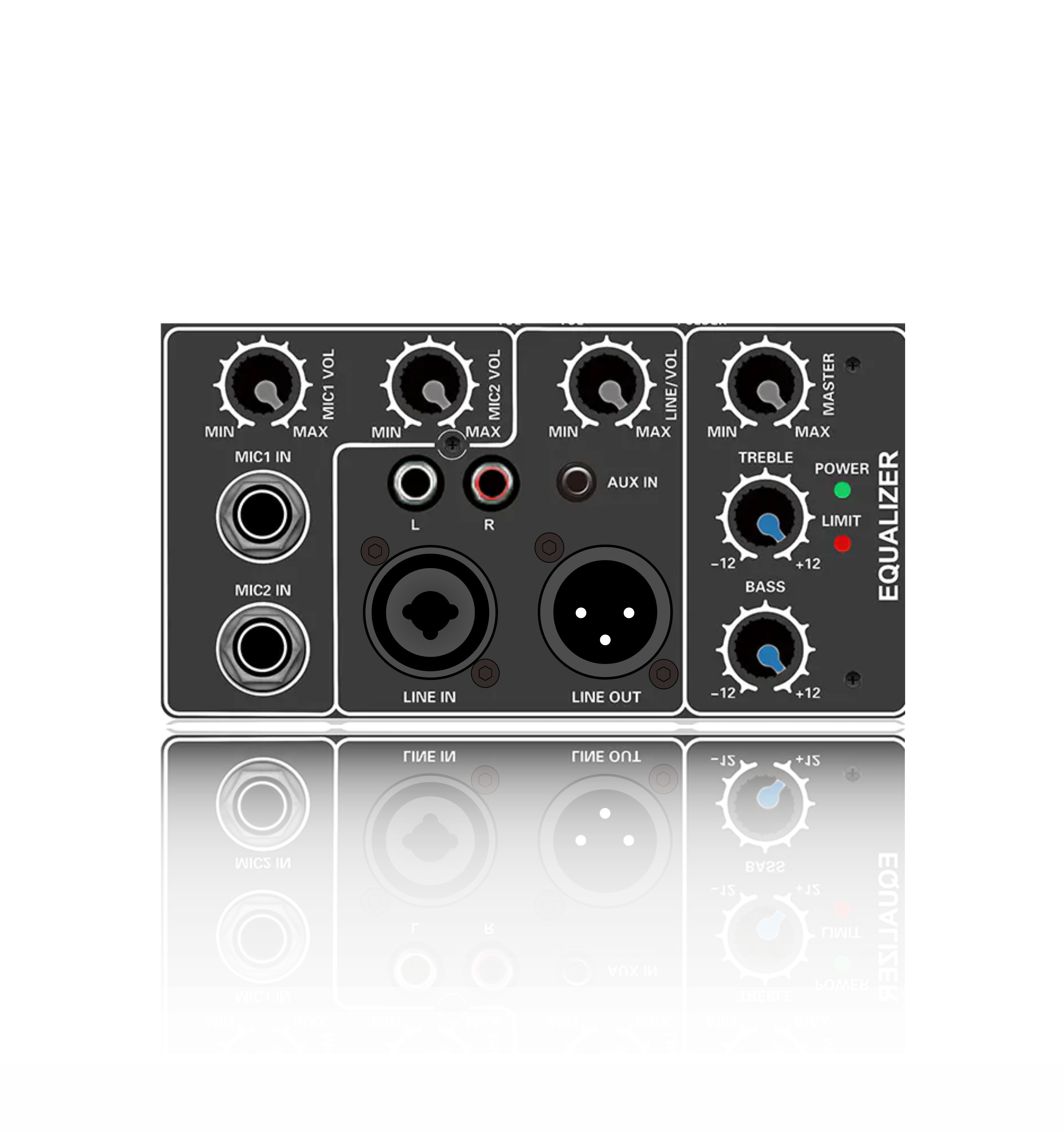 C210: Balanced Combo Jack Line input Treble and Bass EQ Control Electrical Frequency Division Functinal Module