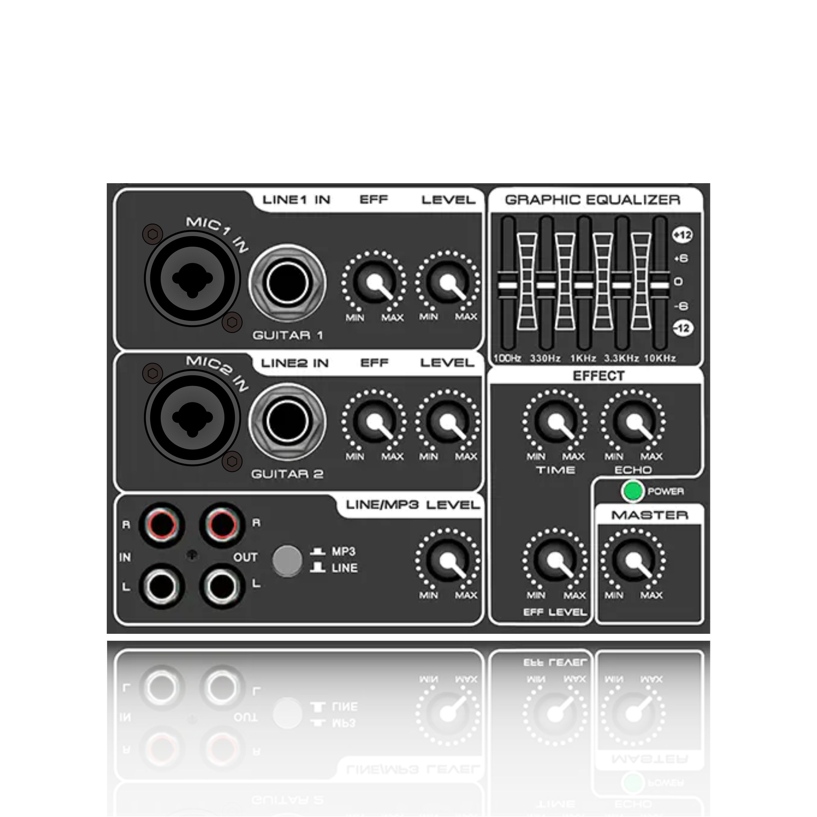 PL3: 5-Band Graphic Equalizer and Mic Effect Horizontal Analog Functinal Module for Class AB Amplifier