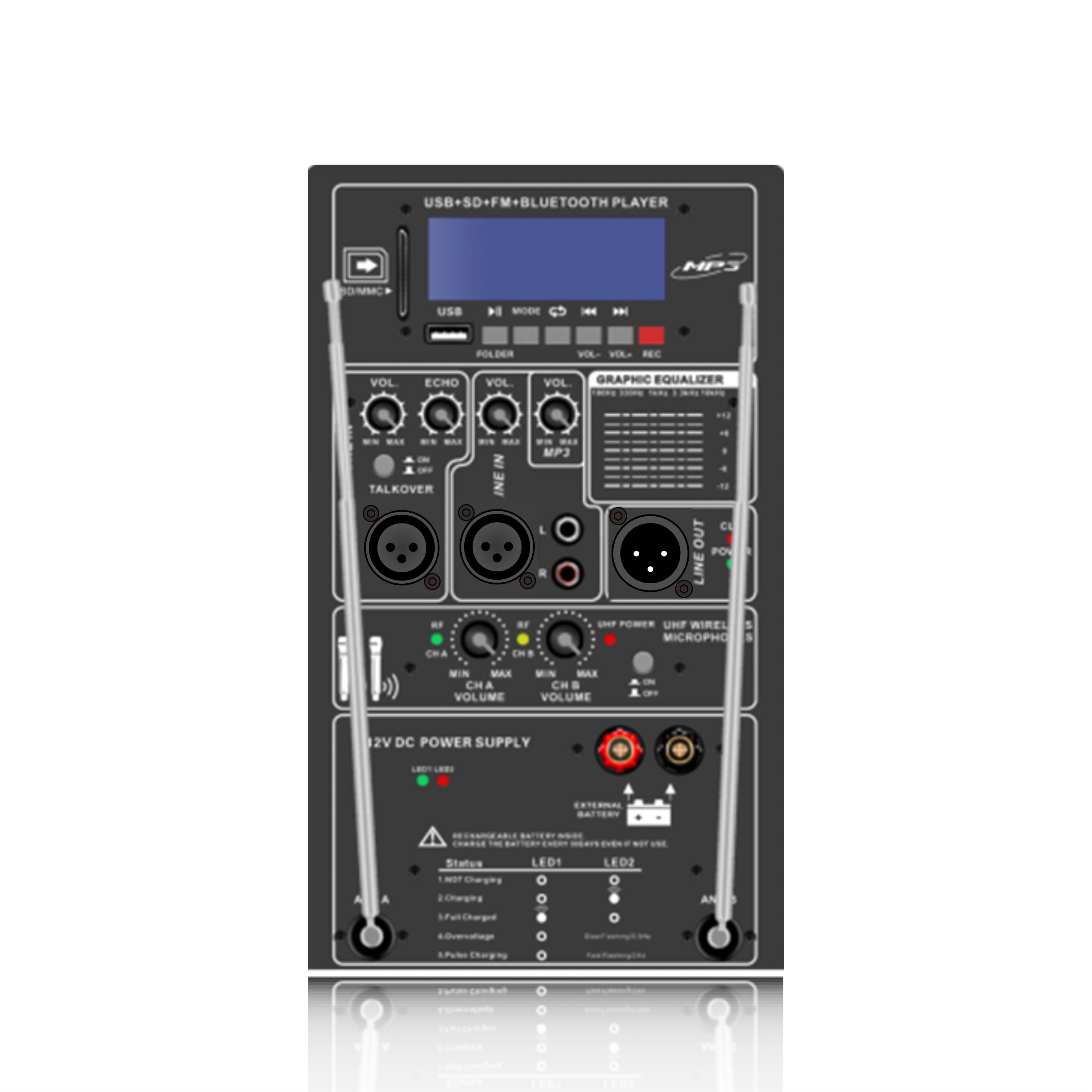 PL35+Talkover: Balanced Mic and Line Input Mix Output Rechargeable Speaker Funtional Module