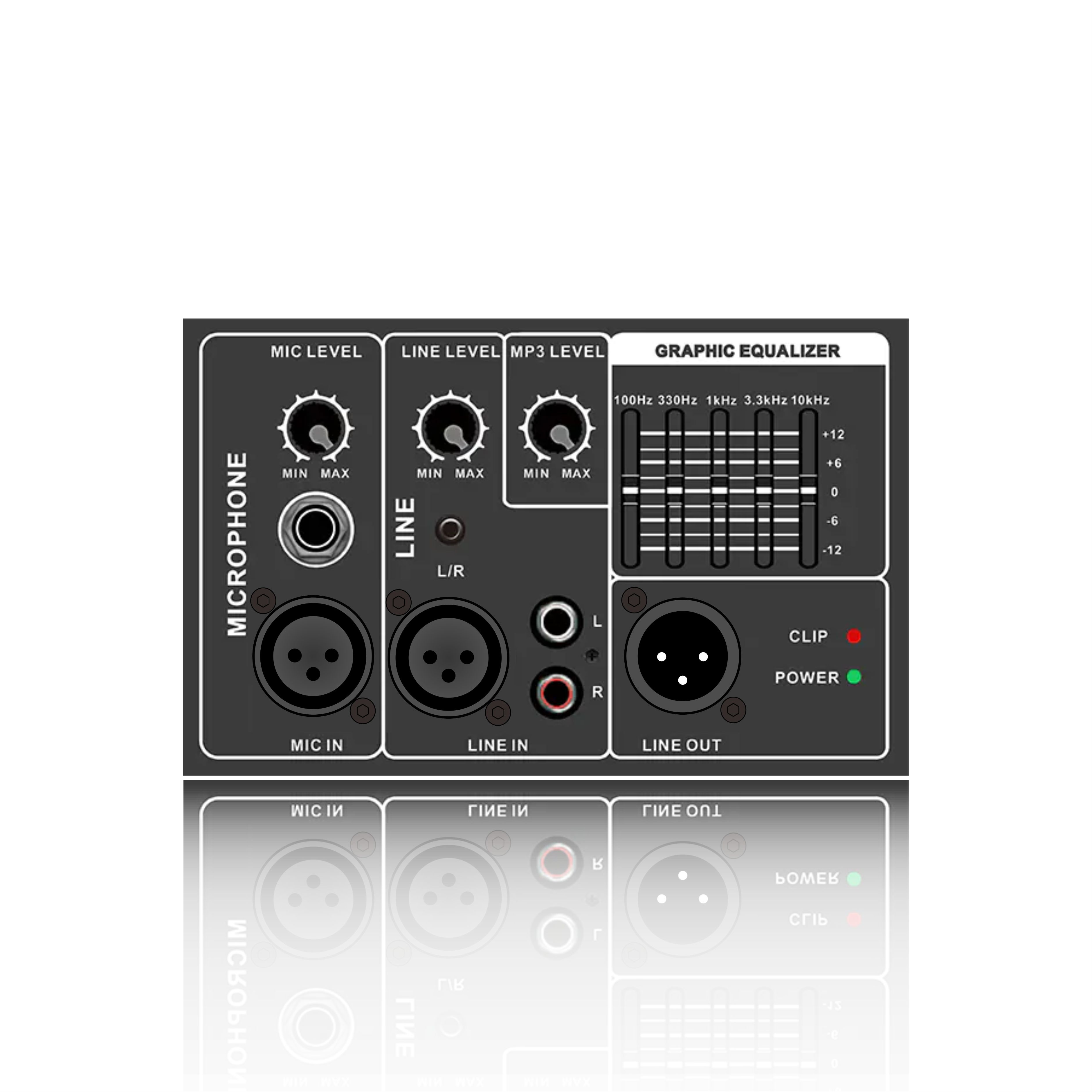 PL35: Balanced Mic and Line Input 5-Band Graphic Equalizer Horizontal Analog Functinal Module for Class AB Amplifier