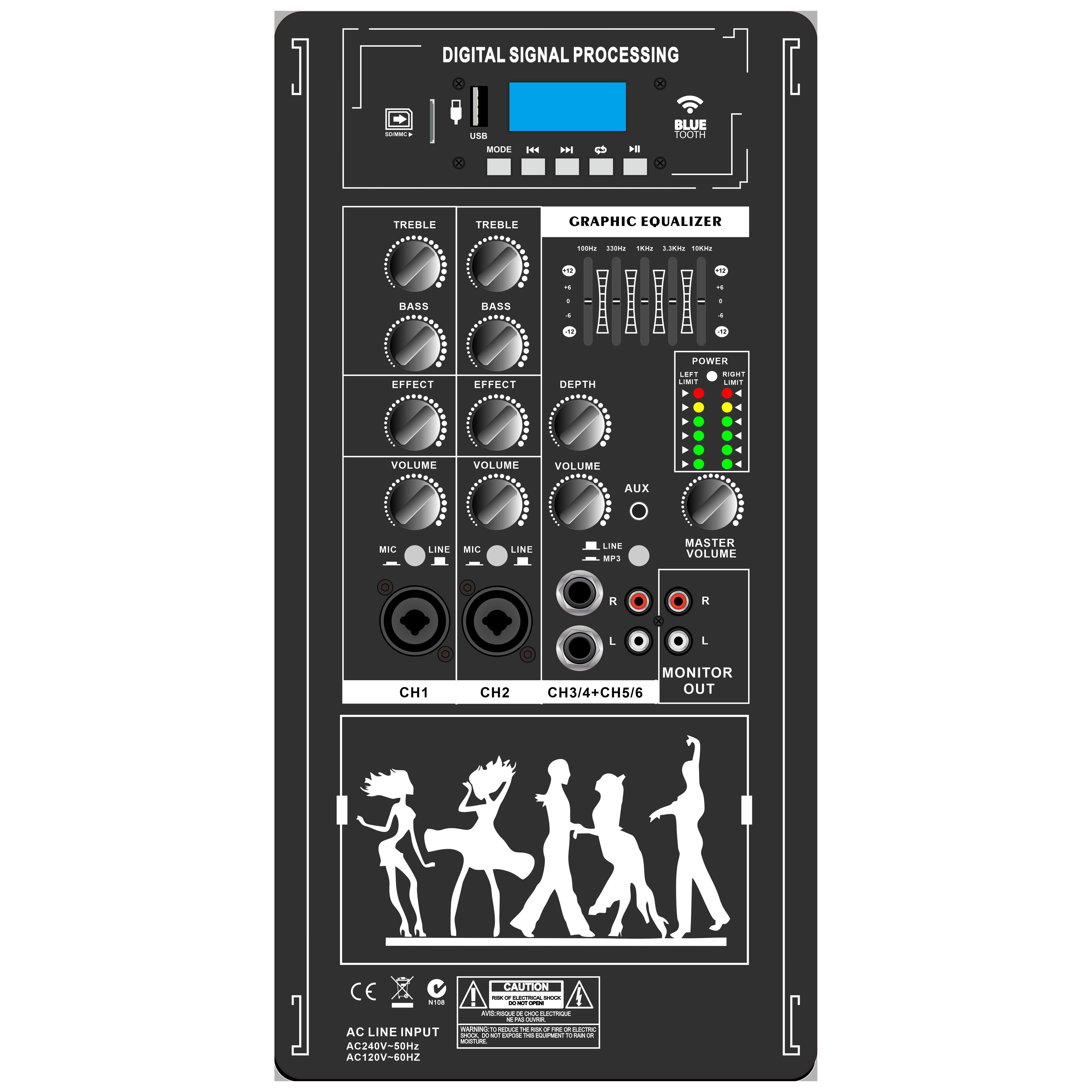 Portable Stereo System Powered Amplifier EON206